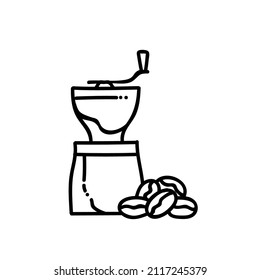 Coffe grinder icon black and white vector illustration