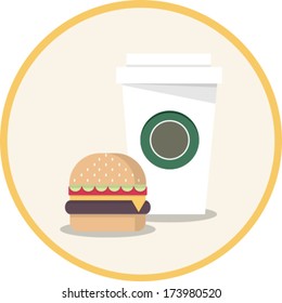 coffe & hamburger flat icon