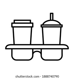Coffe holder flat icon. Simple outline stroke. Illustration isolated on white background. Vector eps10