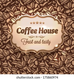 Coffe House. coffee beans vector seamless. Hand drawn illustration