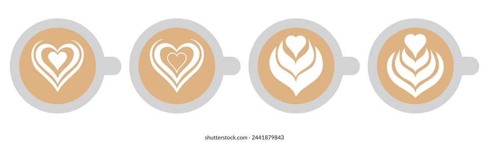 coffe late art icon. hot coffee cup icon symbol.