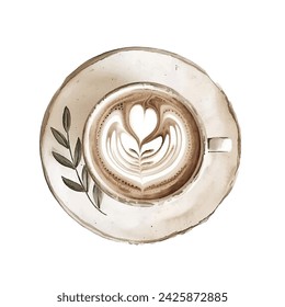 coffe latte vector illustration in watercolour style