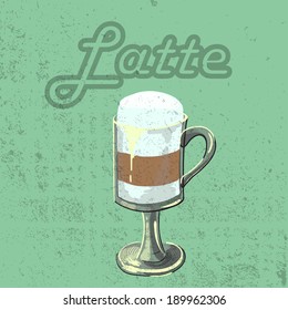 Coffe Latte Vector Retro Illustration