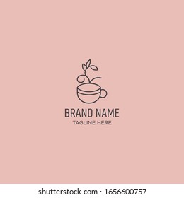Diseño de la plantilla de icono del logotipo de hoja de café en la ilustración del vector.