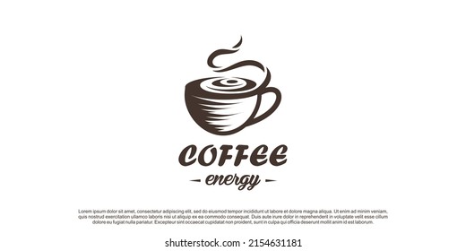 Diseño de logotipo de café con concepto de elemento energético Vector Premium