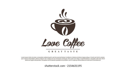 Coffe logo design with love element concept Premium Vector