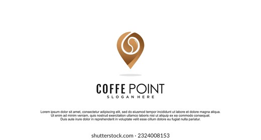 Coffe logo with pin location concept style idea premium vector