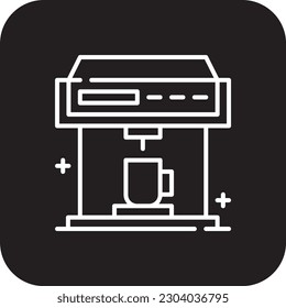 Coffe Maker Business and office icon with black filled line style. cup, espresso, mug, beverage, hot, machine, cafe. Vector illustration