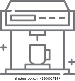 Coffe Maker Business and office icon with black outline style. cup, espresso, mug, beverage, hot, machine, cafe. Vector illustration