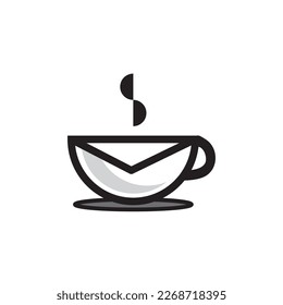 coffe message logo icon illustration.