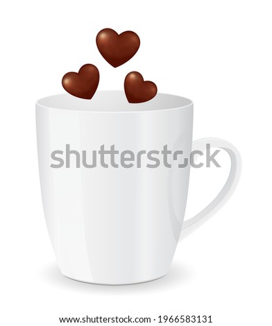 coffe mug with broun heart 3d icon isolated on white background