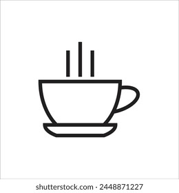 Plantilla de línea de ícono de Vector de taza de café
