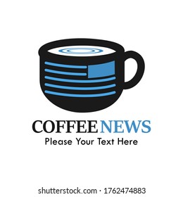 Coffe news logo template illustration. suitable for media, app, sticker, label, computer games, mobile etc