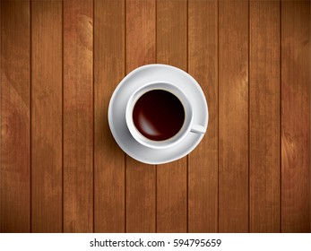 Coffe on the wooden table, vector illustration