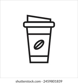coffe paper cup vector icon line template