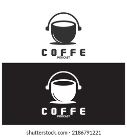 coffe and podcast icon vector illustration template design