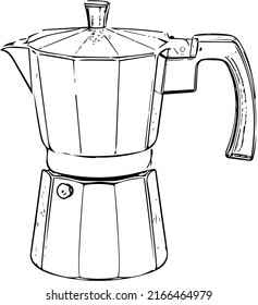 Coffe pot, coffepot linear vector