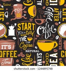 Coffe Seamless Pattern.Vector Illustration.