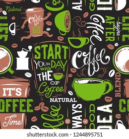 Coffe Seamless Pattern.Vector illustration.