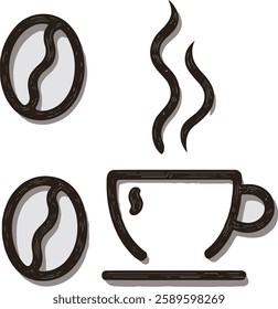 Coffe set of vector on a white background