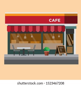 coffe shop, cafe flat design illustration vector