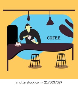 ilustrador de diseño plano de tienda de café