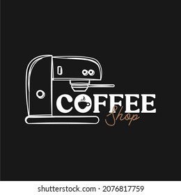 Coffe shop logo design template on black background. retro and vintage logo for coffee shop or restaurants and branding. vector illustration