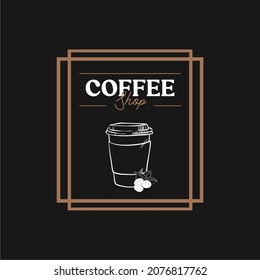 Coffe shop logo design template on black background. retro and vintage logo for coffee shop or restaurants and branding. vector illustration