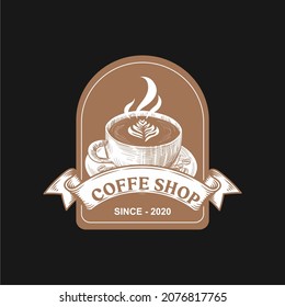 Coffe shop logo design template on black background. retro and vintage logo for coffee shop or restaurants and branding. vector illustration