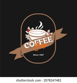 Coffe shop logo design template on black background. retro and vintage logo for coffee shop or restaurants and branding. vector illustration