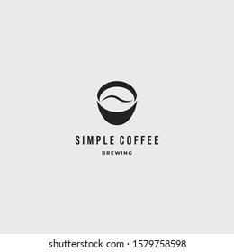 Coffe shop simple clean logo icon sign. Negative space coffee beans in coffee cups vector illustration label template