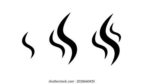 Coffe steam vector icon set. Different hot steam shapes icons. Steam icon set. Isolated vector icon. Hot tea, coffe. Cafe logo, symbol. Coffe logo, symbol. Vector graphic.	