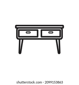Coffe Table Outline Icon Vector Illustration