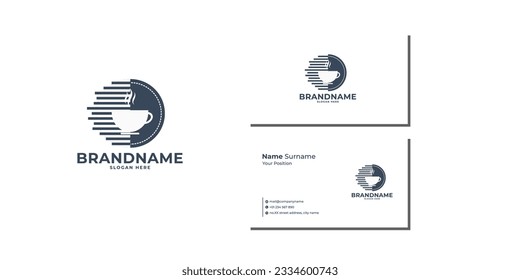 Coffe Tea Cup Speed Logo Template Bundle With Business Card And Icon vector