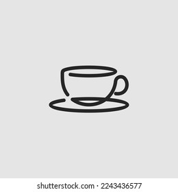 coffe tea line art logo design