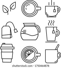 coffe tea set of icons
