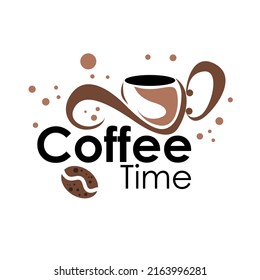Kaffeezeit einzeln auf weißem Hintergrund, 400 Kaffee-Set, Firmenname, Banner