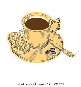 Coffe, vector hand drawing
