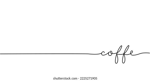 Coffe word - continua una línea con la palabra. Dibujo minimalista de la ilustración de la frase.