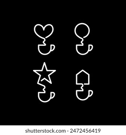 coffed mug icon set line logo design vector