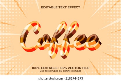 Coffee 3d Text Effect With Pastel Color Theme. Colorful Typography Template For Minimalist Tittle