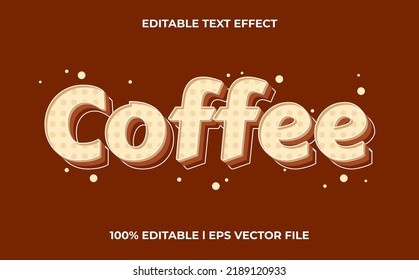 Coffee 3d Text Effect With Simple Theme. Brown Typography Template For Coffee Product