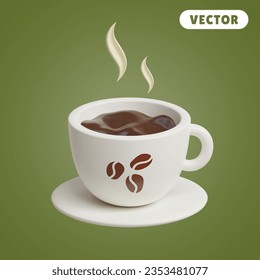 coffee 3D vector icon set, on a green background