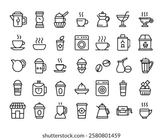 Coffee 50 icon set line art creative designs (1)