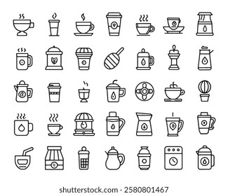 Coffee 50 icon set line art creative designs (2)