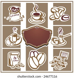 Coffee with abstract design elements. Vector illustration.