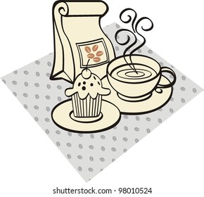 Coffee with abstract design elements. Vector illustration.