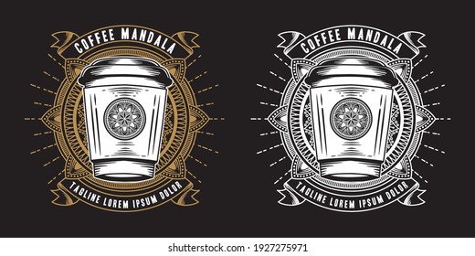 coffee abstract mandala vector illustration flat cartoon style