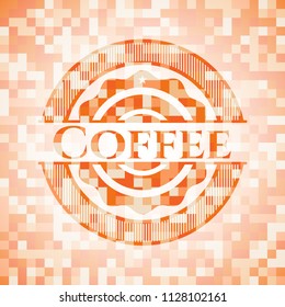 Coffee abstract orange mosaic emblem
