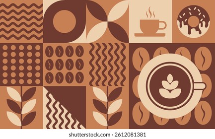 coffee abstract pattern geometric background minimalist style. illustrations for cover designs, food packages, menus, backgrounds, café walls, coffee shops, banners